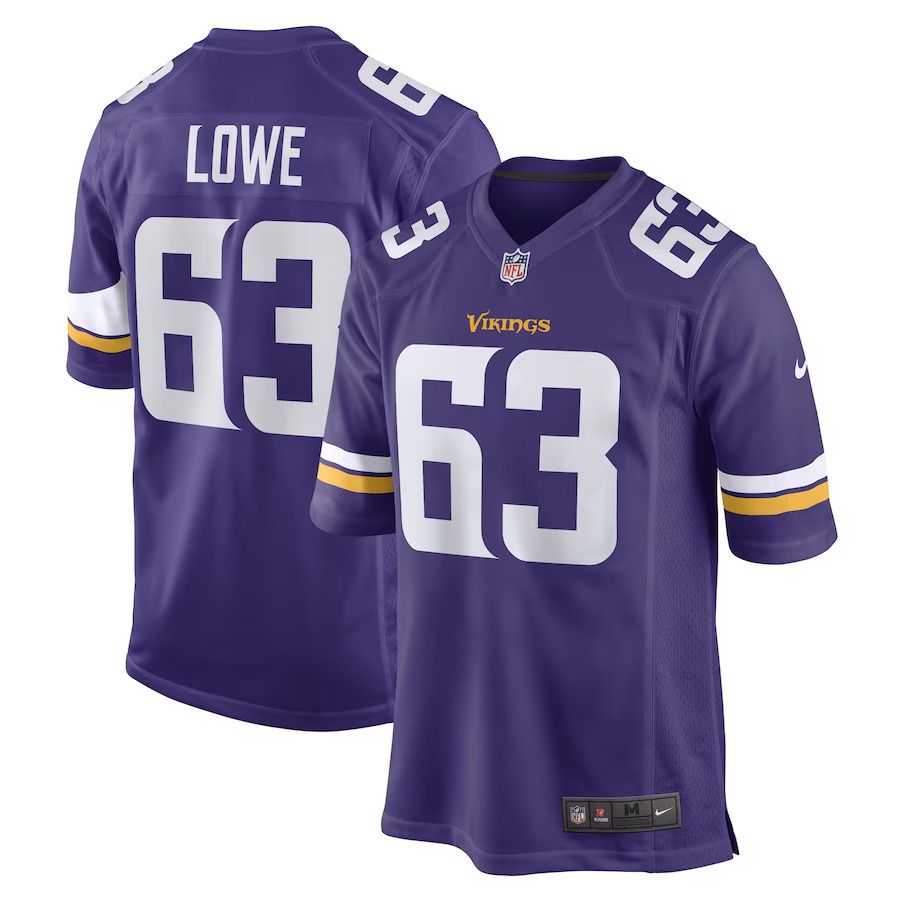 Men Minnesota Vikings #63 Vederian Lowe Nike Purple Game Player NFL Jersey